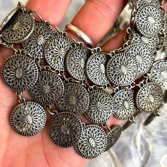 Vintage Ethnic “Coin” Bib Necklace - Picture 2 of 7